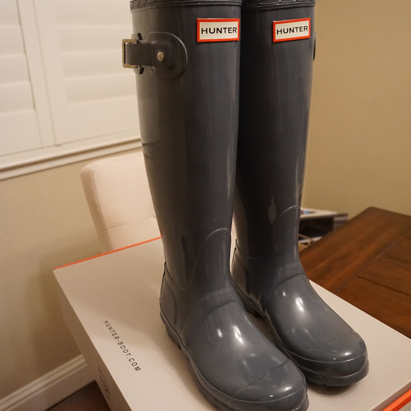 Hunter Original Tall Gloss Rain Boots (Graphite) - Picture 3 of 8